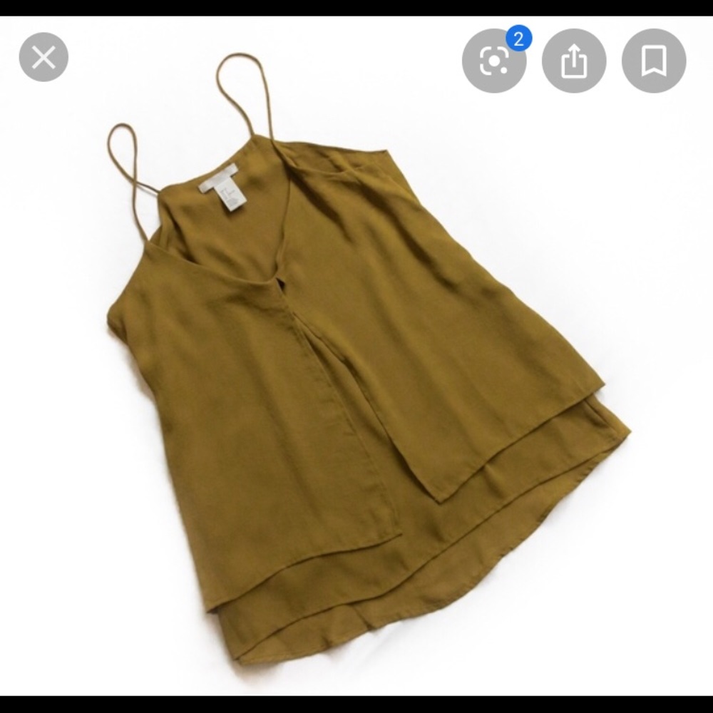 H&M Olive Layered Flowy Spaghetti Strap Tank Top